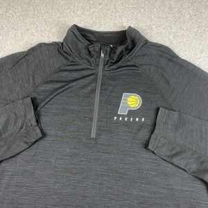 Indiana Pacers Pullover Mens 2XL Gray 47 Brand 1/4 Zip Mock Striped Pullover NBA